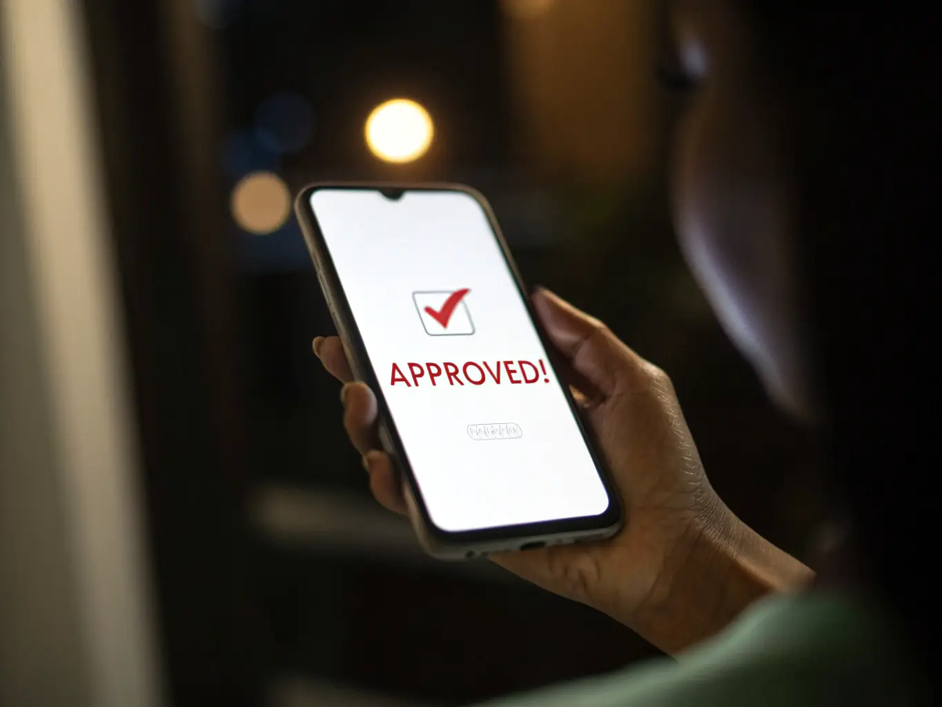 An image depicting a successful visa approval notification on a mobile phone, symbolizing a smooth and successful visa application process.